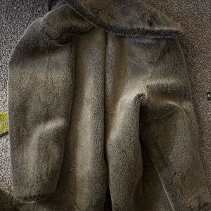 Bernardo Faux Fur Coat in Gray and Tan